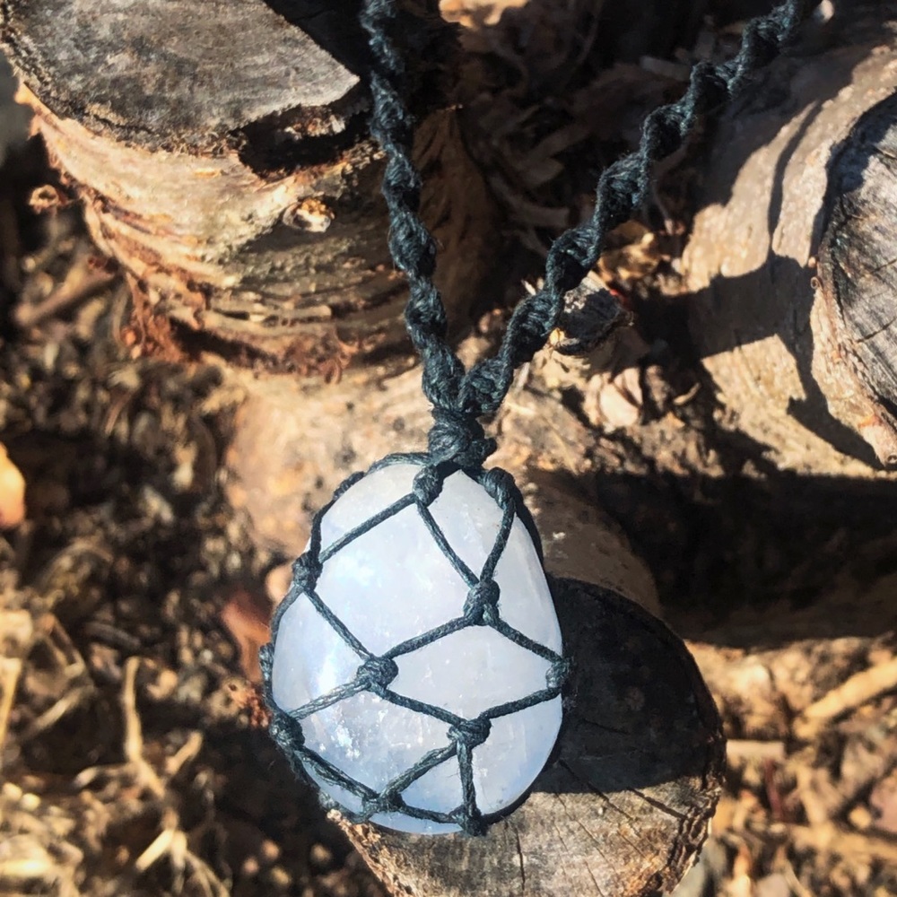 Celestite Chunky Macrame Necklace - image 2